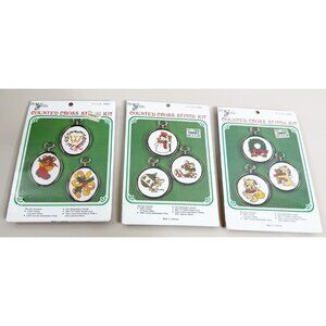 VTG New Berlin Counted Cross Stitch Kit  (Lot Of 3) 9 Ornaments Christmas NOS